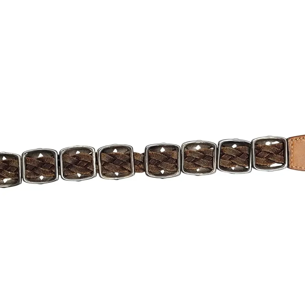 Brighton Vintage 1996 Womens Braided Leather Western Concho Belt Brown Size M